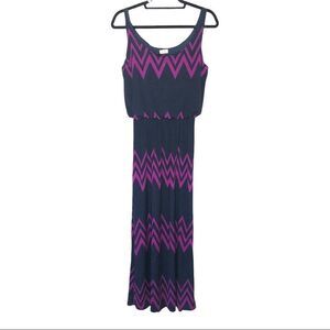 Pixley Stitch Fix Navy/Purple Jakobe Chevron Maxi Dress Size Small